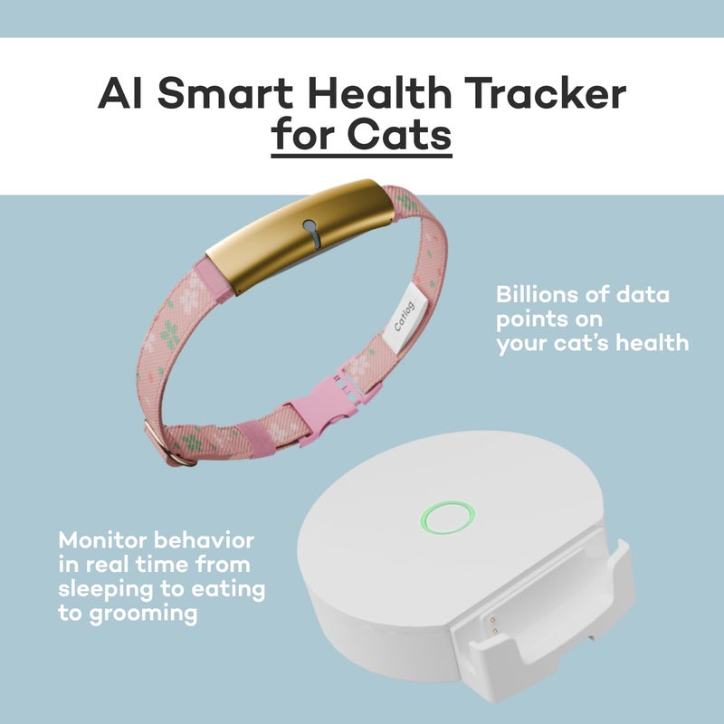 Catlog Health Tracker for Cats - Smart Cat Collar with Safety Breakaway Buckle for Indoor Cats, Wellness Alerts, Real-time Monitoring (Kimono (Ume),L) - Image 3
