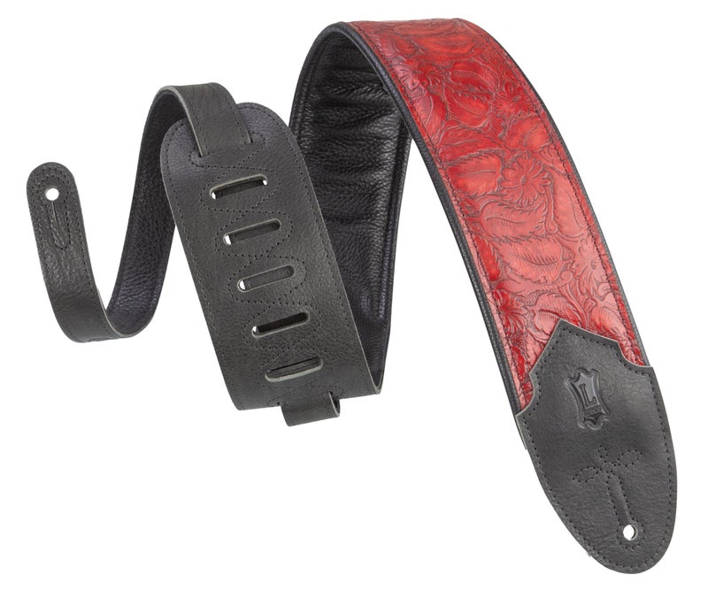 Levy's Leathers Sundance Series 3" Wide Embossed Leather Guitar Strap â€“ Premium Geranium Merlot Western Design, Wide & Comfortable Support (M4WP-003) - Image 1