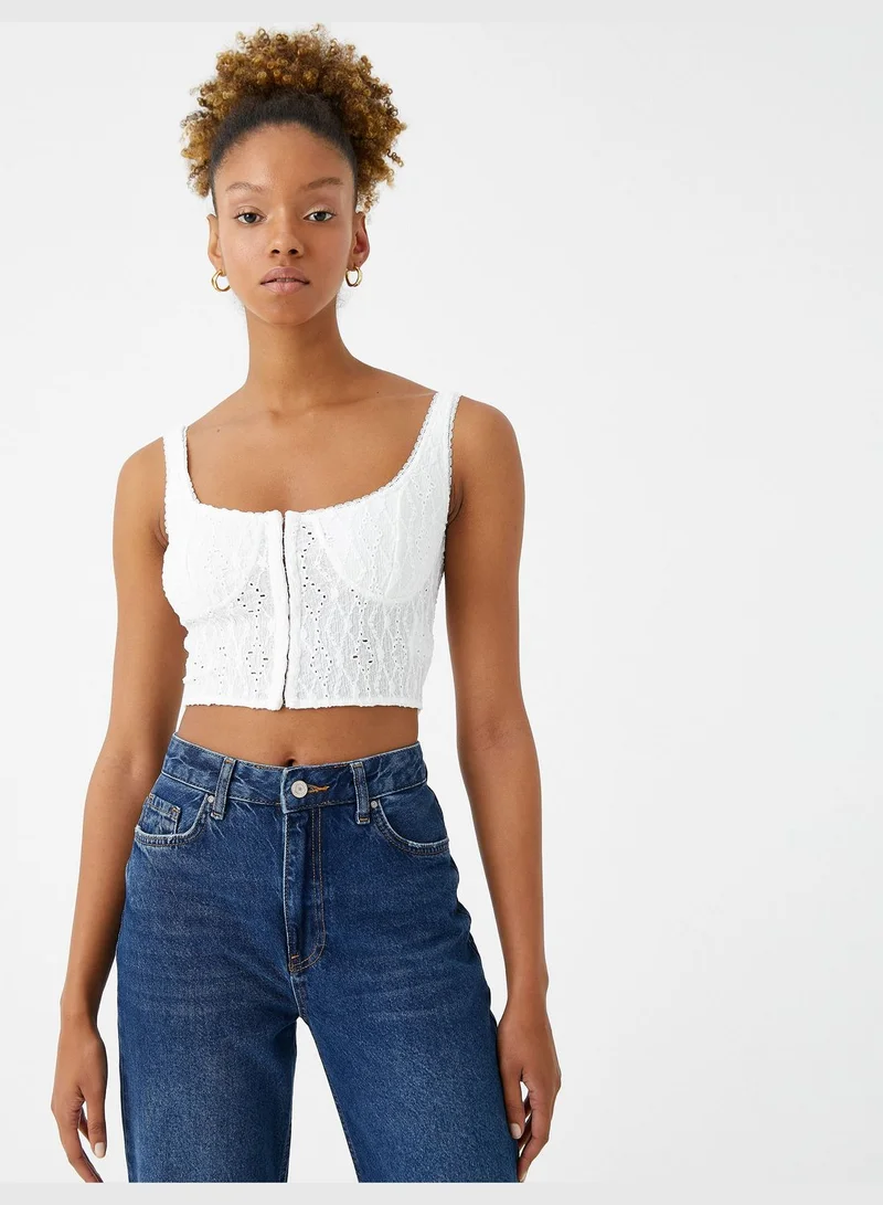 KOTON Brode Crop Tanktop Strappy U Neck