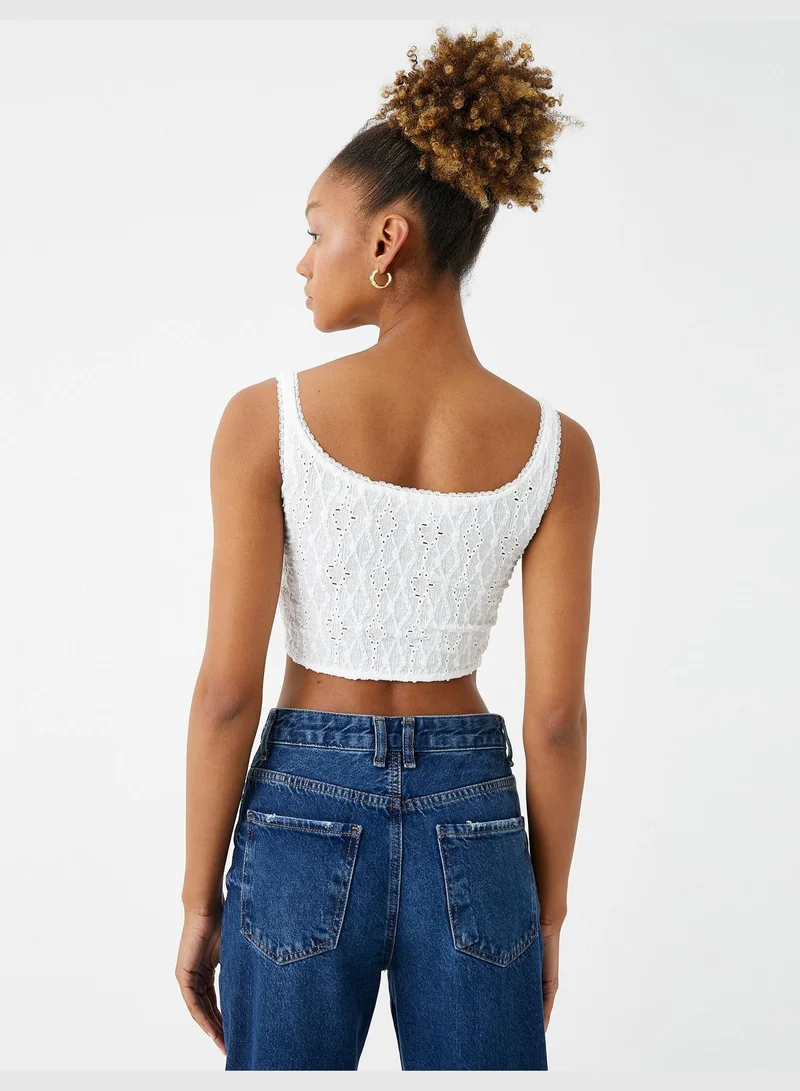KOTON Brode Crop Tanktop Strappy U Neck
