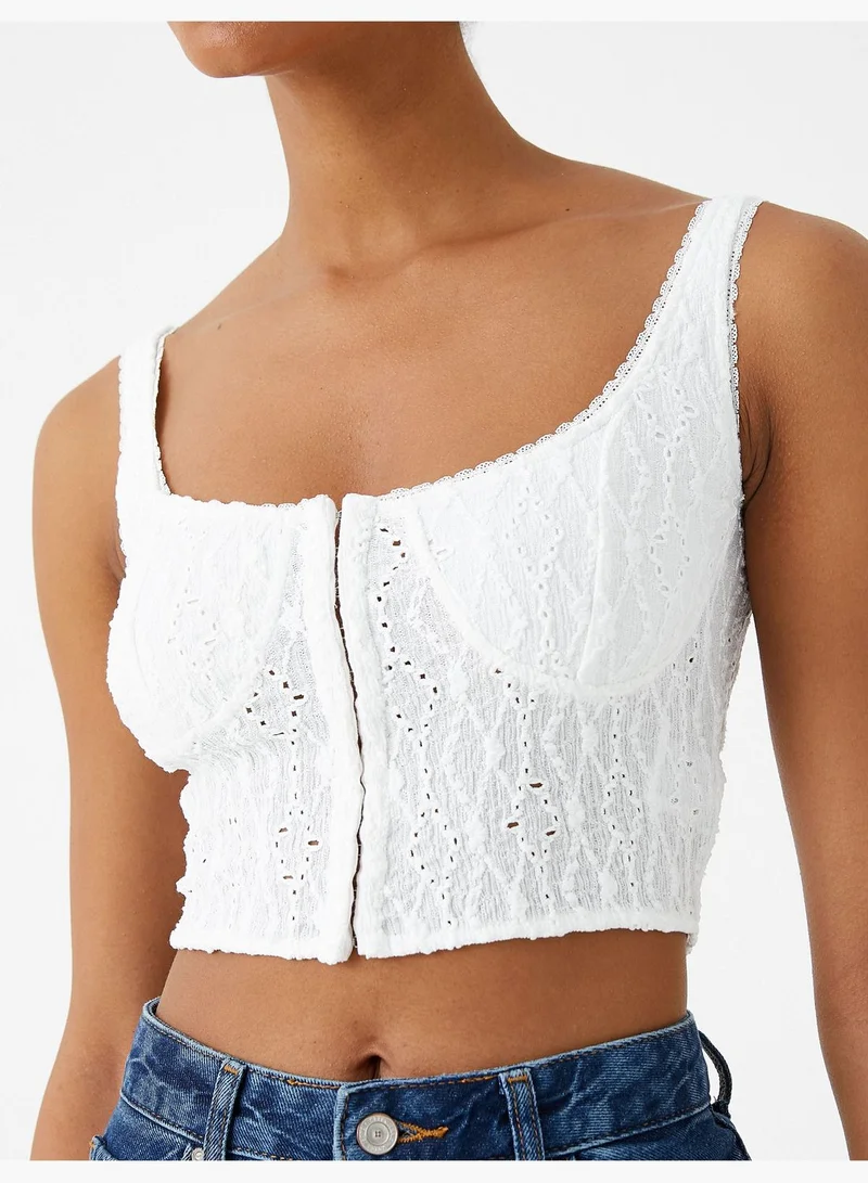 KOTON Brode Crop Tanktop Strappy U Neck