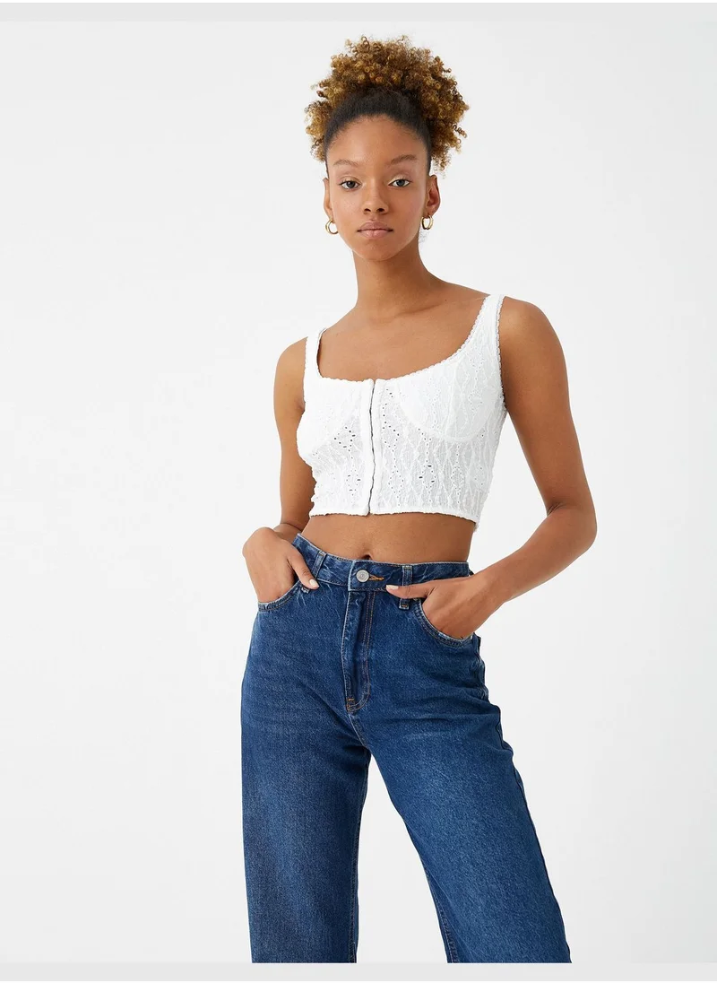 KOTON Brode Crop Tanktop Strappy U Neck