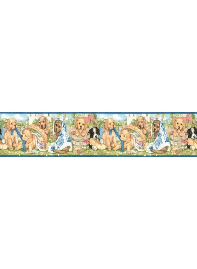 TRIMZ Puppy Laundry Wallpaper Border - Adorable Labrador Puppies & Clothesline, Country Laundry Room Wall Décor, Pre-Pasted, 15 Ft x 7 in - Image 5