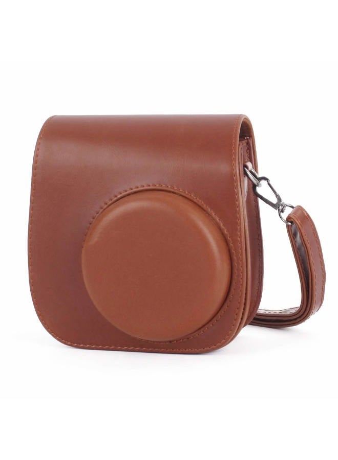 Phetium Instant mini 12 Camera Protective Case Compatible with Instax Mini 12 11,PU Leather Bag with Pocket and Adjustable Shoulder Strap (Brown) - Image 1