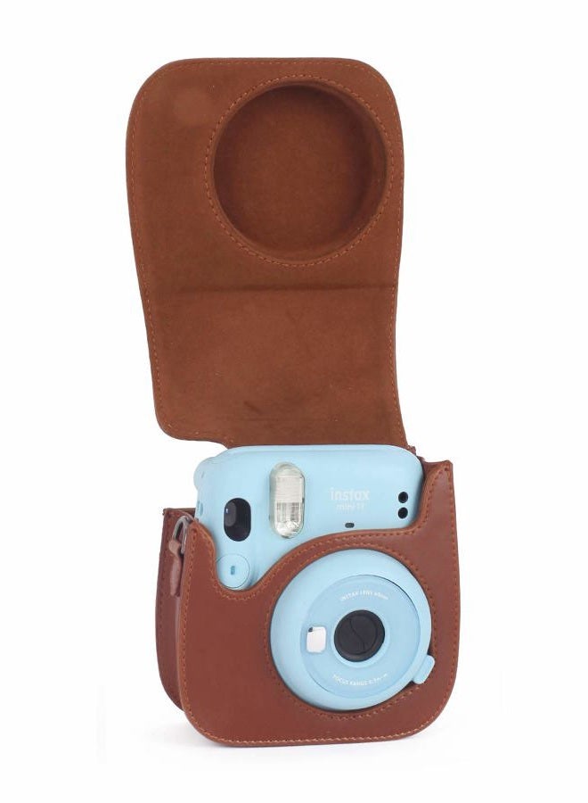 Phetium Instant mini 12 Camera Protective Case Compatible with Instax Mini 12 11,PU Leather Bag with Pocket and Adjustable Shoulder Strap (Brown) - Image 3