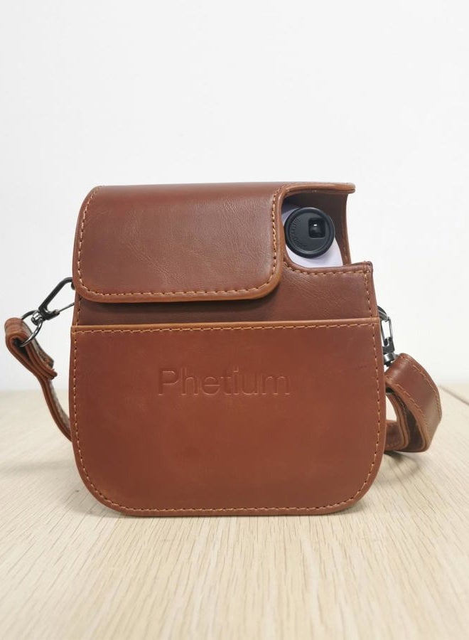 Phetium Instant mini 12 Camera Protective Case Compatible with Instax Mini 12 11,PU Leather Bag with Pocket and Adjustable Shoulder Strap (Brown) - Image 5
