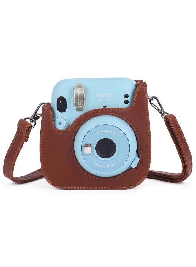 Phetium Instant mini 12 Camera Protective Case Compatible with Instax Mini 12 11,PU Leather Bag with Pocket and Adjustable Shoulder Strap (Brown) - Image 4