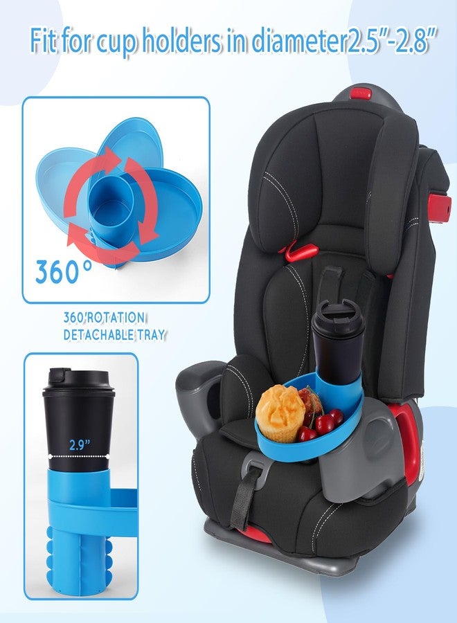 Elfzone Car Seat Cup Holder Snack Tray - Easily Expands Cup Holder into 360° Cup & Travel Tray for Kids Car Seat, Booster, and Stroller(Blue) - Image 3