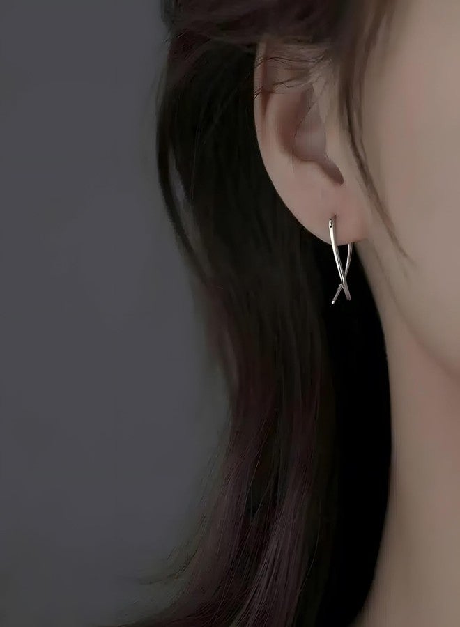 Statement Criss-cross Earrings Gold Color, Simple Huggie Hoop Earrings for Women, Minimalist Stud Earrings Jewelry Gifts (Gold color criss-cross stud earrings) - Image 5