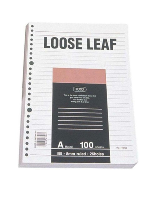 Pack of 100 Sheets B5 Looseleaf Filler Paper