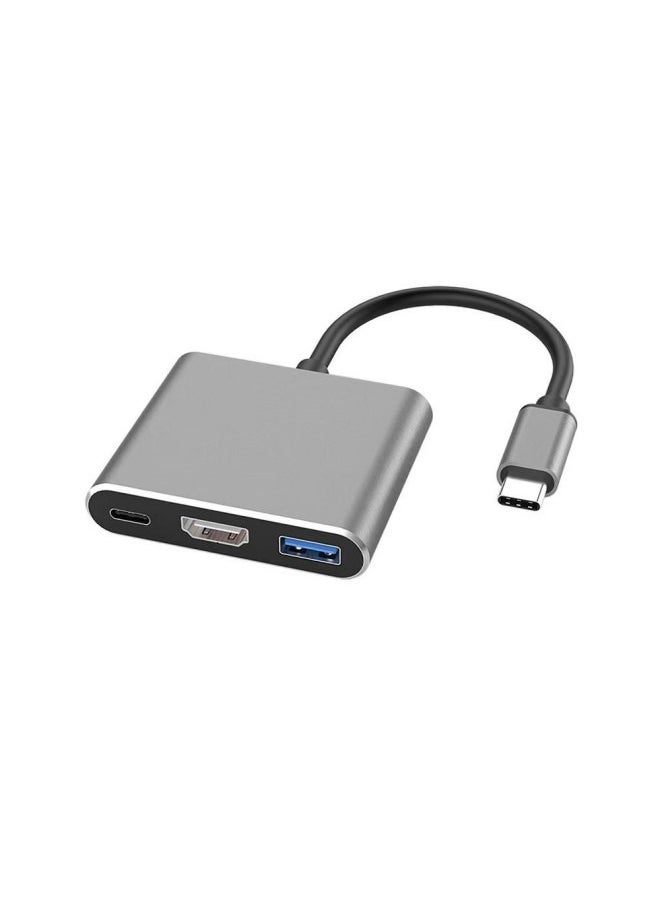 Generic TYPE-C TO HDMI 3 IN 1 ADAPTER  GREY  - Image 1