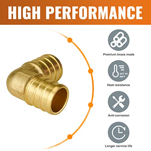 SUNGATOR Pex Fittings 3/4 Inch, SUNGATOR 10 PCS 3/4 Pex Elbow 90, No Lead Brass, ASTM F1807 - Image 4