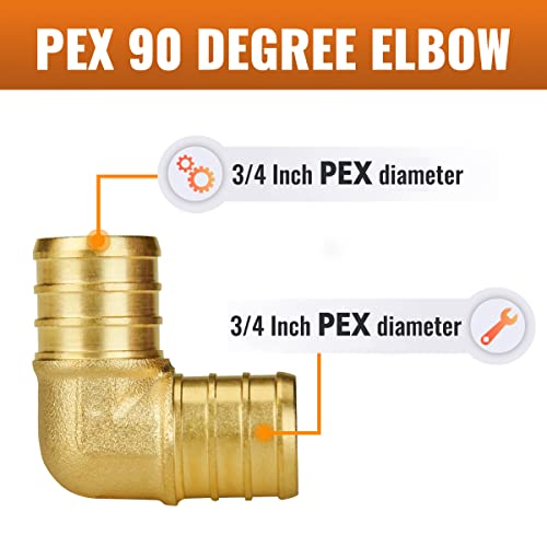 SUNGATOR Pex Fittings 3/4 Inch, SUNGATOR 10 PCS 3/4 Pex Elbow 90, No Lead Brass, ASTM F1807 - Image 2
