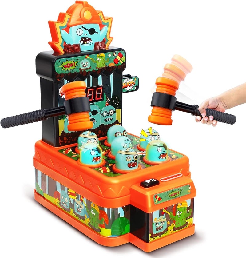 Amoyasite Zombies Whack Game Toys for Kids Arcade Game for 3 Year Old Mini Electronic Interactive Hammering Pounding Toys Gift Idea for Toddler Kids Boys Girls Ages 3 Cartoon Zombie Style Fun Toy - Image 4