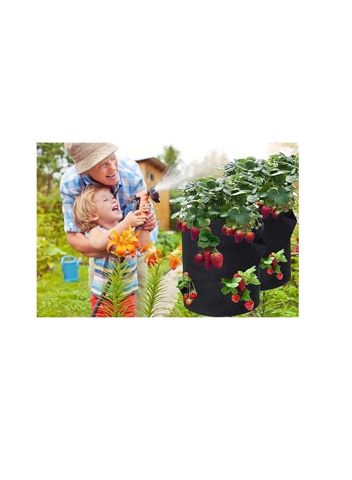 AMPLUCK Strawberry Plant Bag, Pack of 2 Garden Plant Bags Outdoor Fleece Textile Plant Bags for Strawberries Plants Potato Tomato Flower with Sturdy Handles and Viewing Window - Image 3