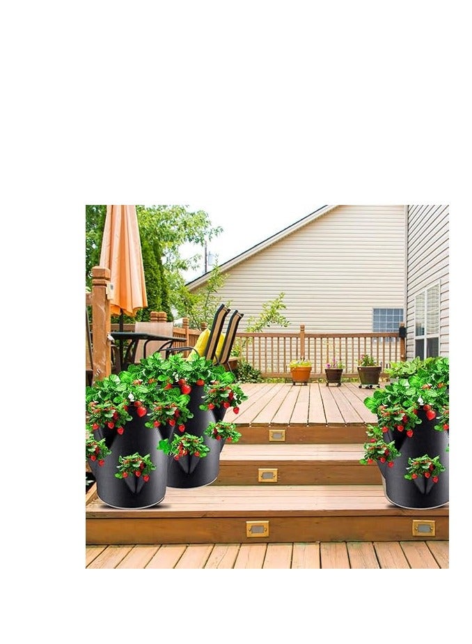 AMPLUCK Strawberry Plant Bag, Pack of 2 Garden Plant Bags Outdoor Fleece Textile Plant Bags for Strawberries Plants Potato Tomato Flower with Sturdy Handles and Viewing Window - Image 4