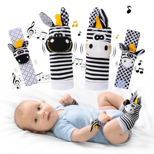 PHEZAPA Baby Toys 06 MonthsHigh Contrast Baby Toys for NewbornBlack and White ToysInfant Rattle Socks and Wrist ToyNewborn Toys 0 3 Months Brain Development06 Months Babies Boy Girl Gift - Image 1