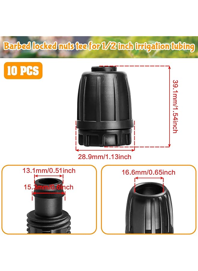 erorex 20 Pack Drip Irrigation Fittings For 1 2 Inch Drip Tubing 1 2 Inch Drip Line End Caps Anti Drop Locked Nut Barbed Plug Connectors Garden Irrigation System Parts 1 2 Inch Id X 0.65 Inch Od - Image 4