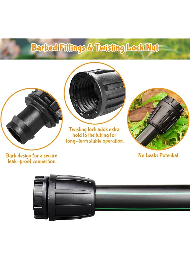 erorex 20 Pack Drip Irrigation Fittings For 1 2 Inch Drip Tubing 1 2 Inch Drip Line End Caps Anti Drop Locked Nut Barbed Plug Connectors Garden Irrigation System Parts 1 2 Inch Id X 0.65 Inch Od - Image 2