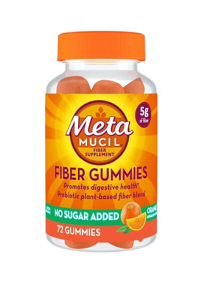 Metamucil Fiber Supplement 72 Gummies, Sugar Free Orange Flavor - Image 1