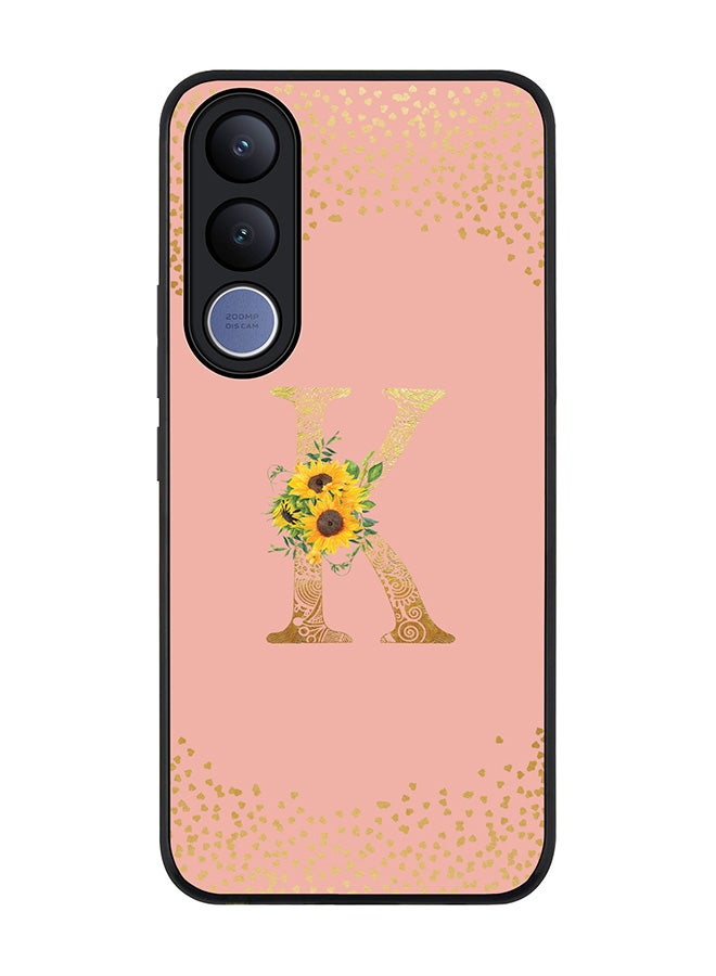 Stylizedd For vivo V70 FE Case,Slim fit Camera Protection, Shockproof Thin Phone cover  - Custom Floral Monogram - K  (Rose Pink ) - Image 1