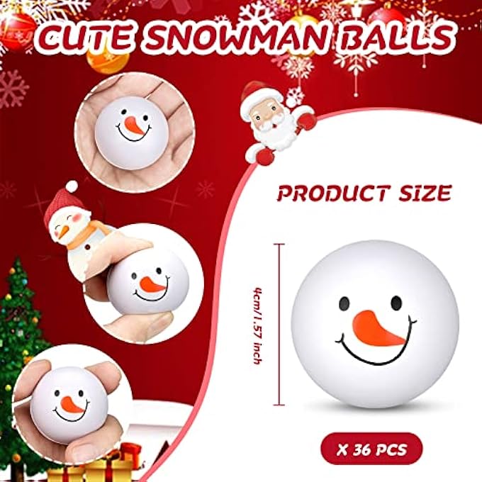 Kasyat 36 Pieces Christmas Stress Ball Snowman Stress Toys Stress Relief Cute Sensory Toys Christmas Party Favors for Party Bag Filler Stocking Stuffers Gifts Suitable for Ages 3+ - Image 2