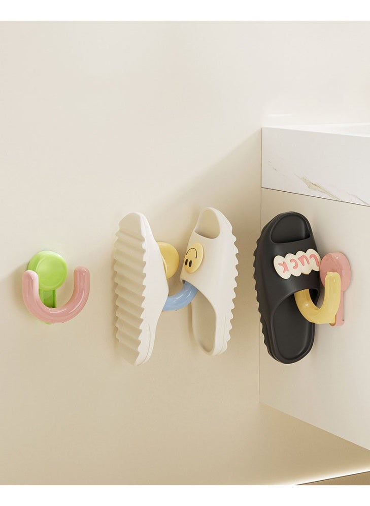 HOMESTAR Pastel Color Suction Slipper Hooks | No-Drill Vacuum Press Mount | ABS+PET Eco-Friendly Material | 5KG Heavy Duty Adhesion | Multi-Shoe Storage Design | Bathroom Door Organizer | Waterproof & Rustproof | Easy Access Door-Friendly - Image 1