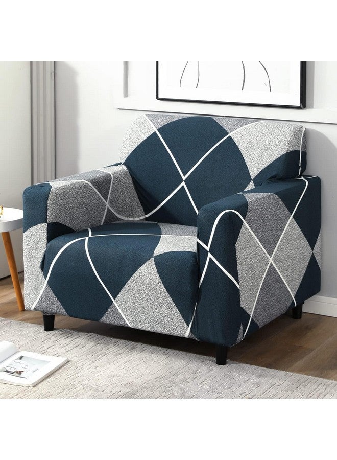 B BESTILO Sofa Cover 3 Seater and 2 Seater Fully Covered Universal 5 Seater Sofa Cover Non-Slip Sticky Elastic Stretchable Sofa Set Slipcover Protector for (Blue Rhombus, Five Seater (3+1+1)) - Image 3