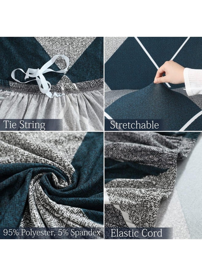 B BESTILO Sofa Cover 3 Seater and 2 Seater Fully Covered Universal 5 Seater Sofa Cover Non-Slip Sticky Elastic Stretchable Sofa Set Slipcover Protector for (Blue Rhombus, Five Seater (3+1+1)) - Image 2