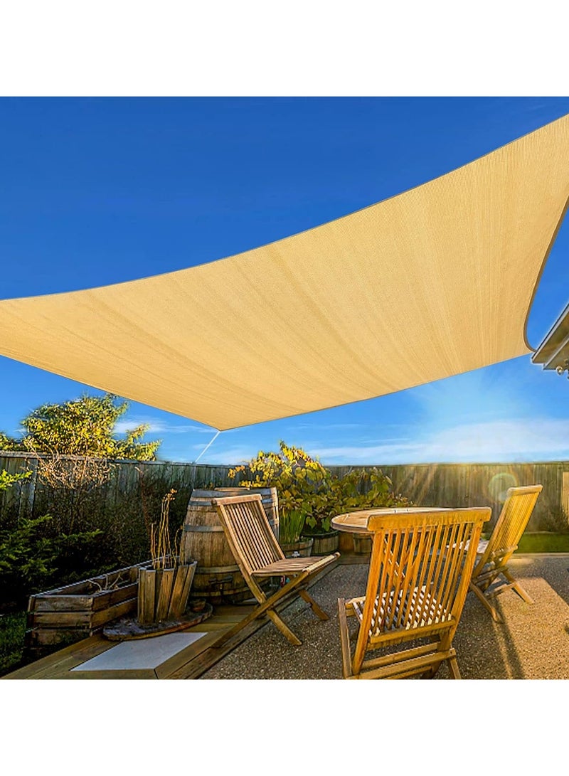 Sun Shade Sail, 5 x 6M Sun Shade Sail Canopy UV Block Awning, Sun Sail Rectangular, Sail Shade PES UV Protection, Sun Sail Weatherproof, for Garden Outdoor Terrace Balcony.16'x 20',Beige - Image 1