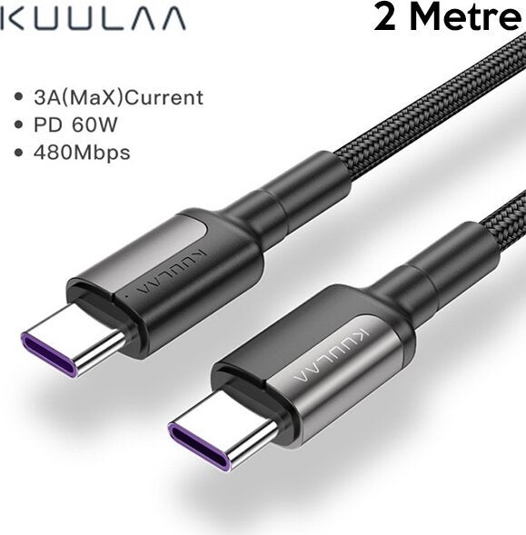 Kuulaa Type C Type-C PD 60W Qc 4.0 Fast Charge and Data Cable 2 m AL-32043