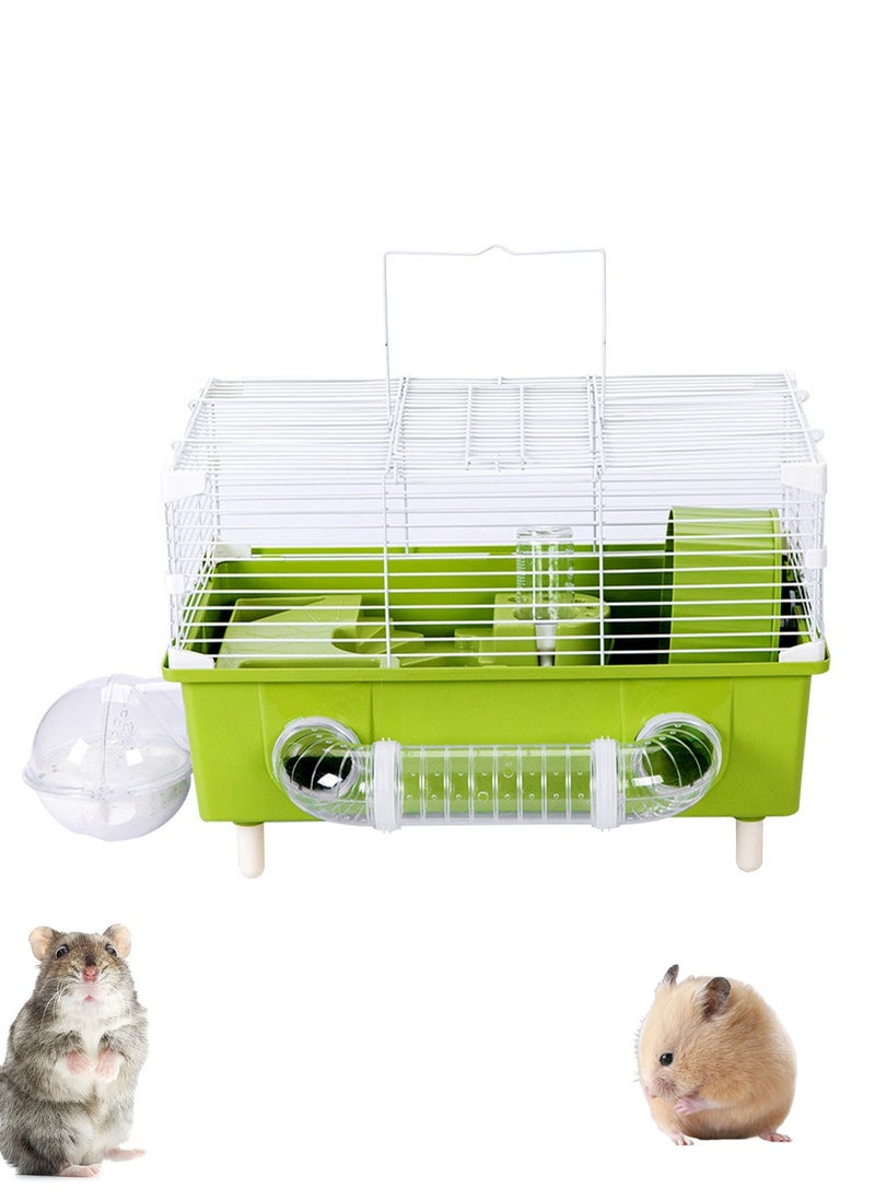 Kidle - Portable Hamster Cage Small Animal Cage Small Animal Cage with Portable Carry Handle Room with Wheel Food Dish Water Bottle - Image 1