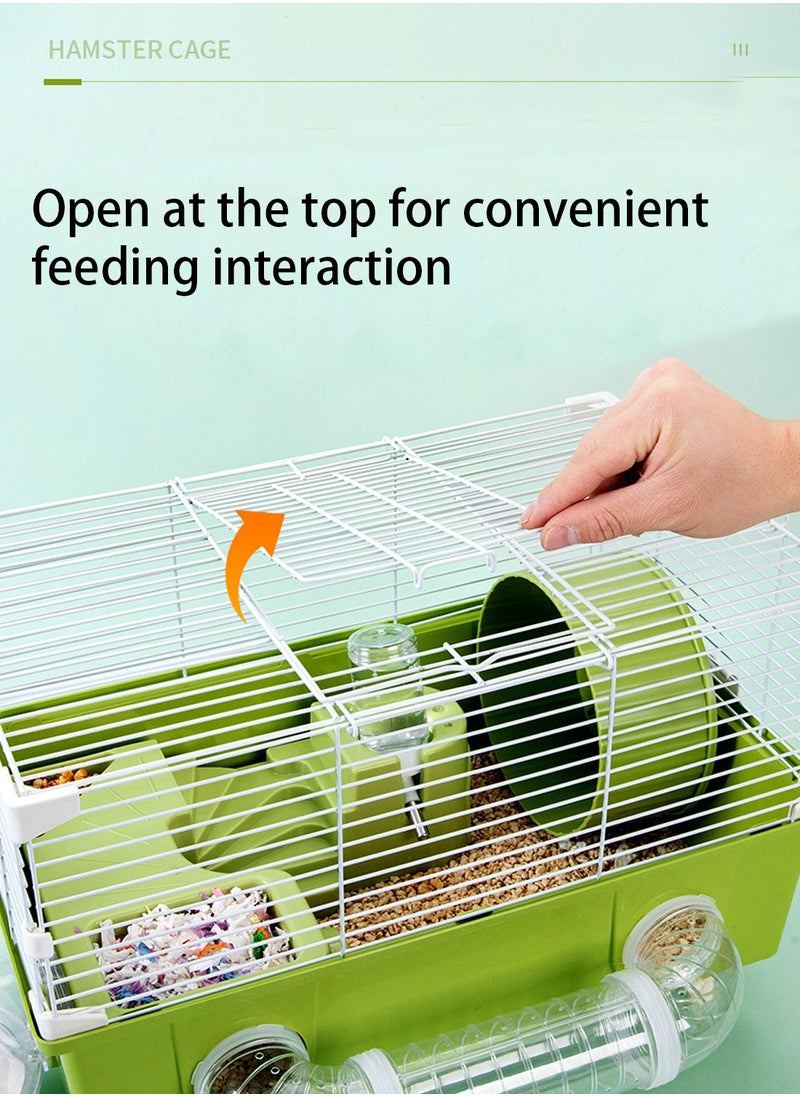 Kidle - Portable Hamster Cage Small Animal Cage Small Animal Cage with Portable Carry Handle Room with Wheel Food Dish Water Bottle - Image 1