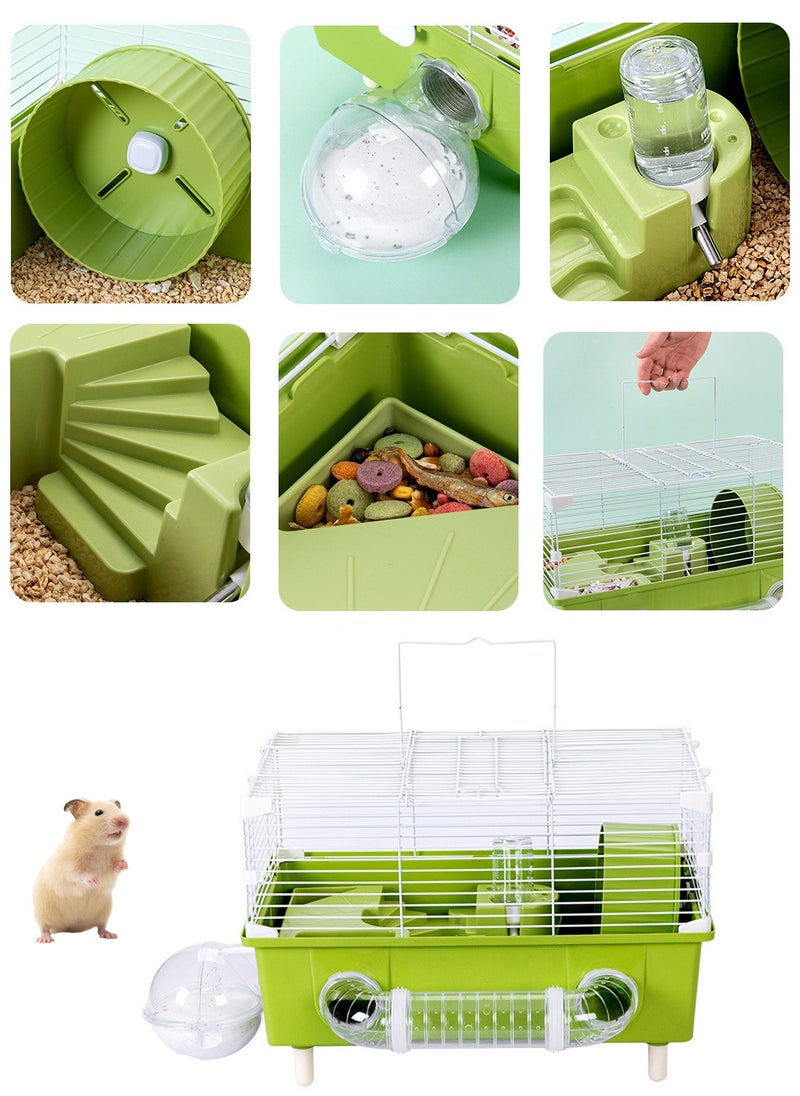 Kidle - Portable Hamster Cage Small Animal Cage Small Animal Cage with Portable Carry Handle Room with Wheel Food Dish Water Bottle - Image 1