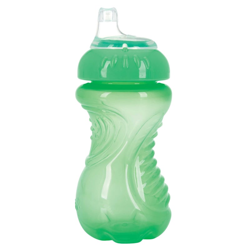 Nuby 2-Pack No Spill Easy Grip Trainer Cup 10 oz, Blue and Green - Image 3