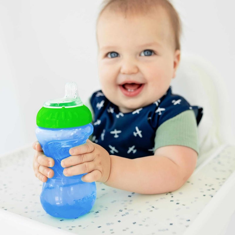 Nuby 2-Pack No Spill Easy Grip Trainer Cup 10 oz, Blue and Green - Image 5