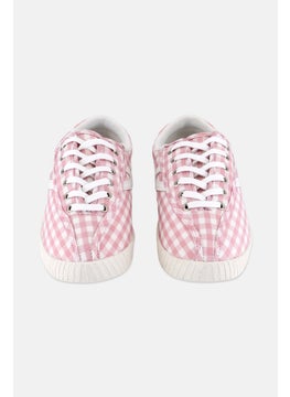 Tretorn Women Medium Lace Up Gingham Print Casual Shoes, Pink  - Image 4