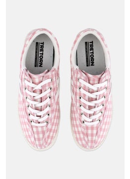 Tretorn Women Medium Lace Up Gingham Print Casual Shoes, Pink  - Image 2