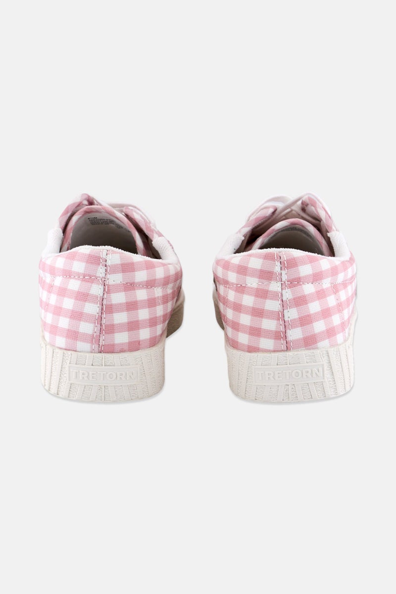 Tretorn Women Medium Lace Up Gingham Print Casual Shoes, Pink  - Image 3