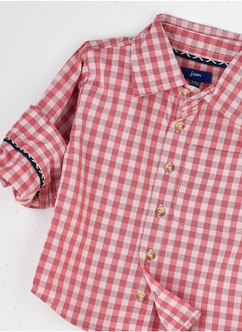 JAM Boys' Pink and White Gingham Checkered Shirt  - Image 3