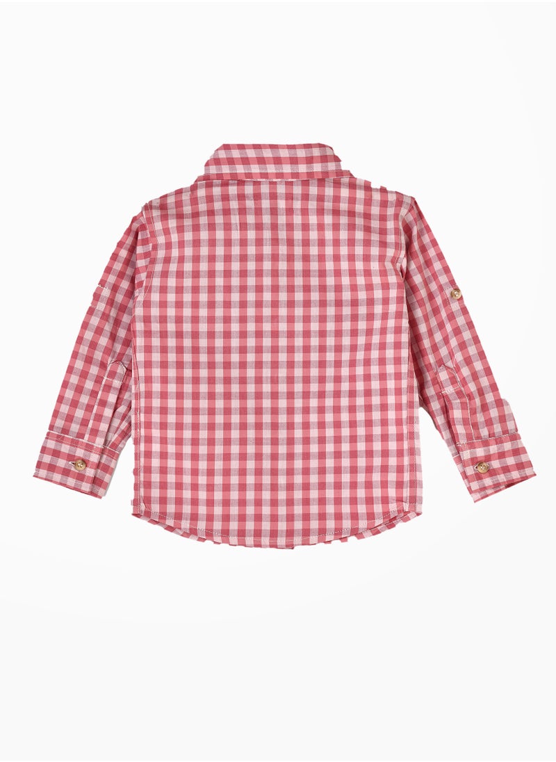 JAM Boys' Pink and White Gingham Checkered Shirt  - Image 2
