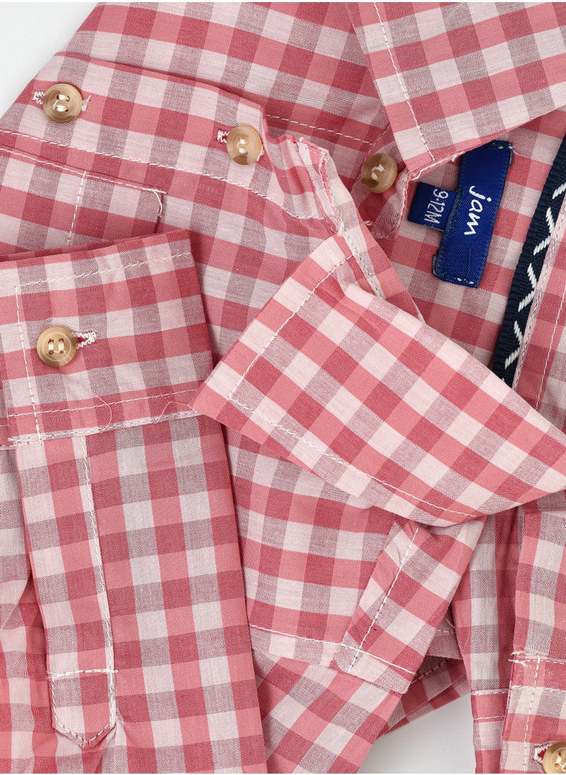 JAM Boys' Pink and White Gingham Checkered Shirt  - Image 4