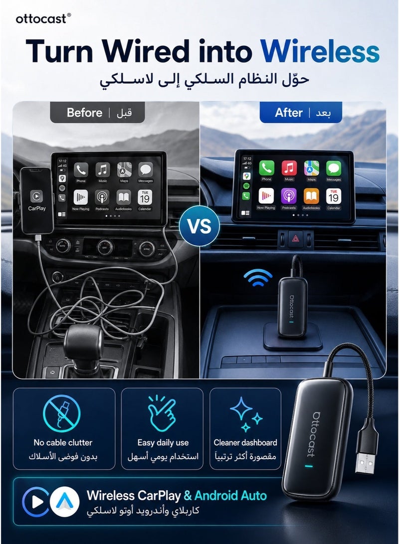 Ottocast Play2Video Ultra Wireless CarPlay & Android Auto Adapter, 4GB+32GB, Streaming Apps, Plug & Play Car Multimedia Box - Image 4