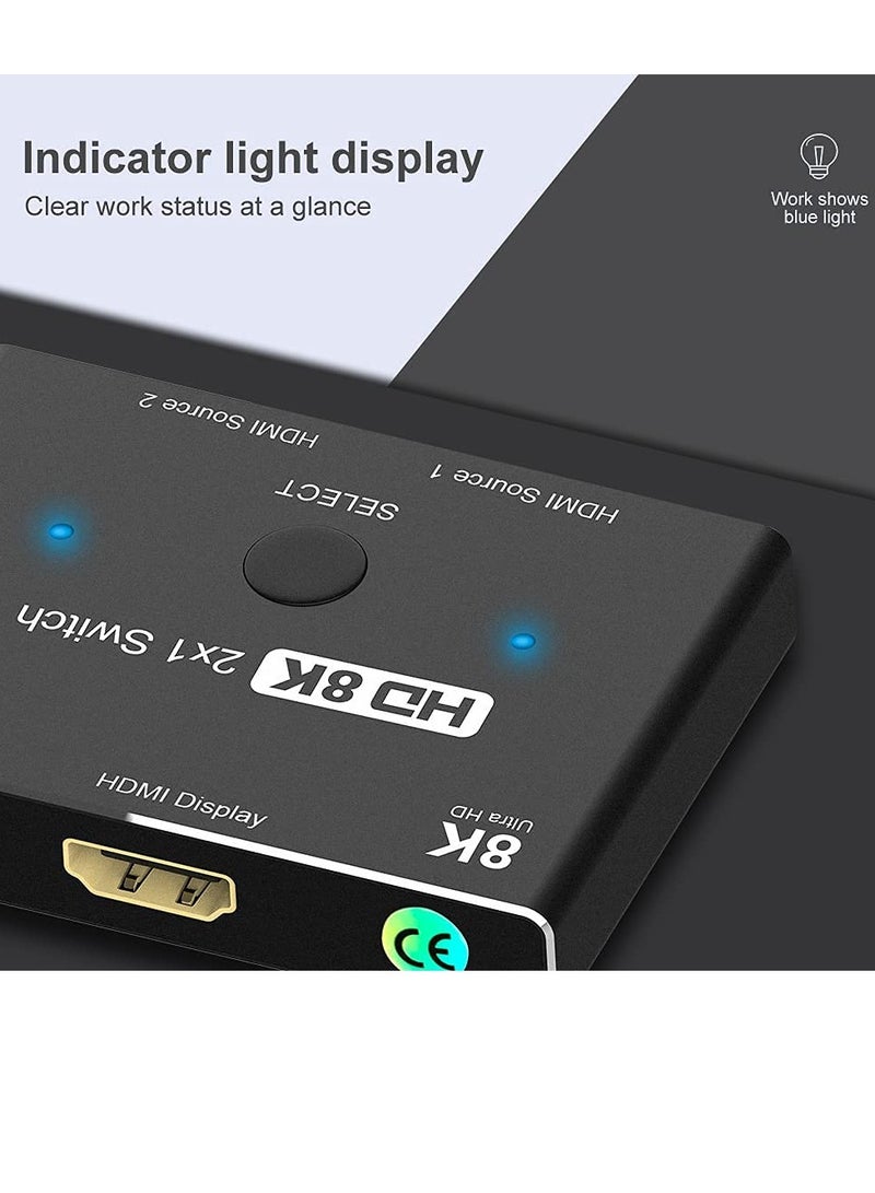 KASTWAVE HDMI Ultra HD 8K 2.1 High Speed 48Gbps Directional Switch only 2 in 1 out@60Hz 4K@120Hz Converter Compatible with Computer Laptop Projectors Monitors - Image 2