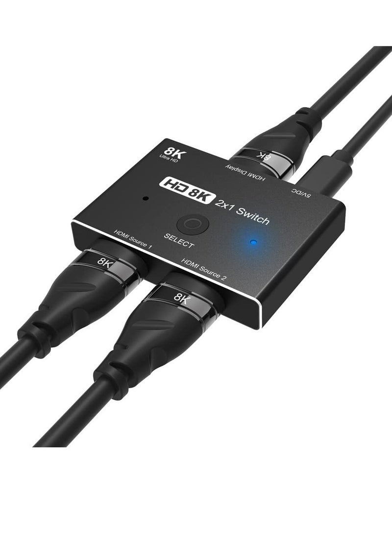 KASTWAVE HDMI Ultra HD 8K 2.1 High Speed 48Gbps Directional Switch only 2 in 1 out@60Hz 4K@120Hz Converter Compatible with Computer Laptop Projectors Monitors - Image 1