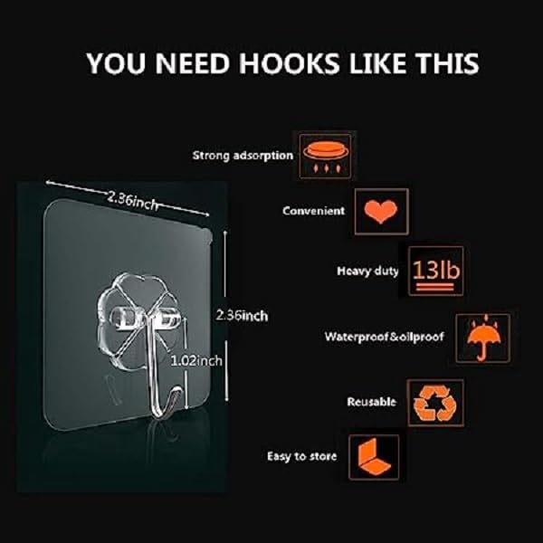 VONITY self Adhesive Hooks Heavy DutyRoom Accessories for BedroomPhoto Frame Hanging Hooks for WallKitchen AccessoriesHooks for Wall Without DrillingHome Sweet Home Wall Hanging 7896523 - Image 3