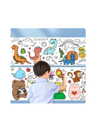 Coloring paper roll, graffiti wrapping paper for home and classroom use, 220 × 30 cm with 8 paint colors, one paintbrush, and 2 glitter glues, made of premium safe paper (girl 2) - pzsku/Z7C8F545A1BEDB8BF4343Z/45/_/1730203883/6c059844-23fd-46ef-83d3-ceae6cc5004b