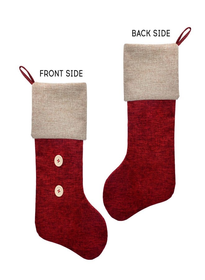ElegantPark Christmas Stockings 4 Pack Burlap Christmas Stockings for Family Kids Large Xmas Rustic Red Stockings Christmas Decoration for Holiday Party Fireplace Home, 18" Christmas Stocking - Image 4