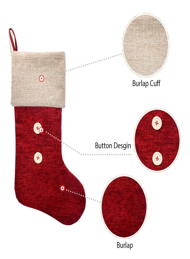 ElegantPark Christmas Stockings 4 Pack Burlap Christmas Stockings for Family Kids Large Xmas Rustic Red Stockings Christmas Decoration for Holiday Party Fireplace Home, 18" Christmas Stocking - Image 5