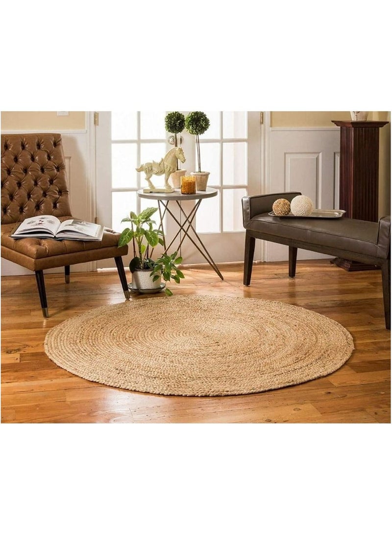 LINGWEI Natural Jute Rug Carpet Jute Carpet Hand Jute Carpet For Living room Bedroom Hallway Hand Made Area Jute Carpet Doormat Natural Braided Floor Mat For Kitchen Seagrass Rug